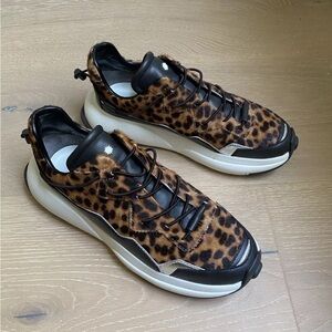 Stuart Weitzman Women's SW 1 Low Top Leather & Haircalf Sneaker Size 7 B